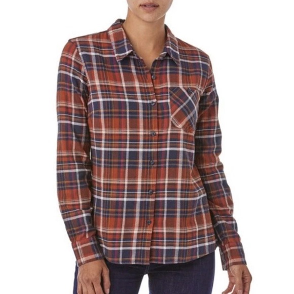 Patagonia - Women’s Heywood Red Flannel Button Down Shirt - Size 12 - Picture 1 of 9